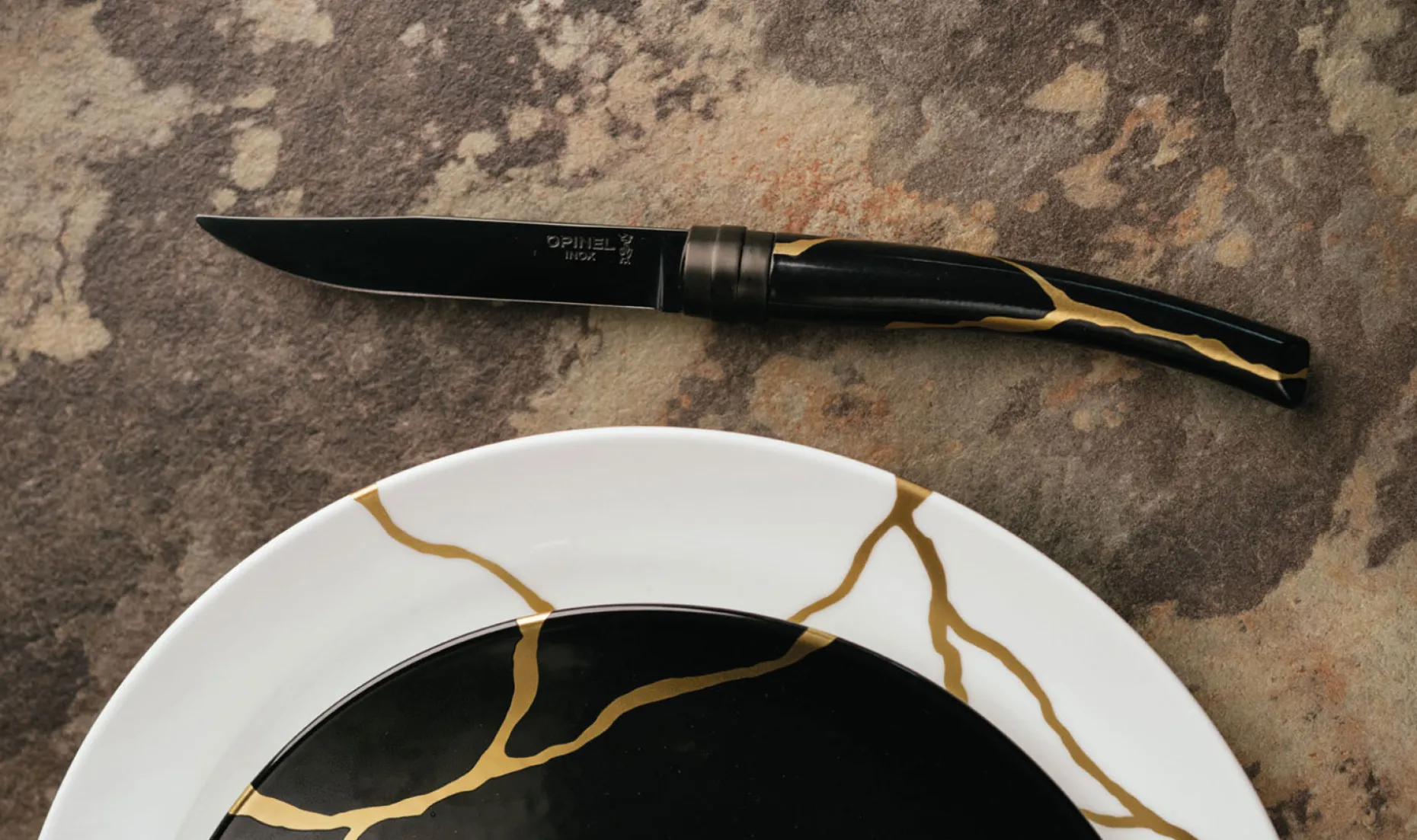 Coffret de 2 couteaux de table Kintsugi Charbon Lame Noire